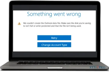 couldn't create outlook data file