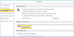 import export settings